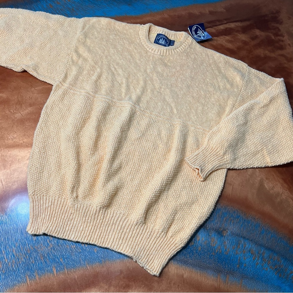 Vintage Boat House Row Crewneck Sweater Made in USA 100% cotton textured knit